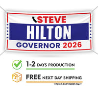 Steve Hilton For California U.S. Governor Banner Sign, 13 oz Waterproof US Governor Election 2026 Vinyl Banner With Metal Grommets
