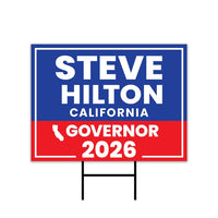 Steve Hilton For California Governor 2026 Yard Sign, Corrugated Plastic Governor Elections Race Red White Blue Yard Sign with Metal H-Stake
