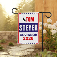Tom Steyer For California Governor 2026 Garden Flag, Double Sided, 2026 Governor Flag, Democratic, Elections Flag, Race Red White Blue Flag