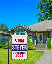 Tom Steyer For California Governor 2026 Garden Flag, Double Sided, 2026 Governor Flag, Democratic, Elections Flag, Race Red White Blue Flag