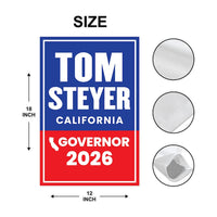 Tom Steyer For California Governor 2026 Garden Flag, Double Sided, 2026 Governor Flag, Democratic, Elections Flag, Race Red White Blue Flag