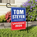 Tom Steyer For California Governor 2026 Garden Flag, Double Sided, 2026 Governor Flag, Democratic, Elections Flag, Race Red White Blue Flag