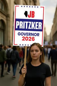 JB Pritzker For Illinois Governor 2026 Election Sign, Political Campaign Sign, Democratic party, Governor Election 2026 Race Poster Sign