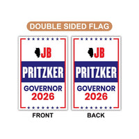 JB Pritzker For Illinois Governor 2026 Garden Flag, Double Sided, 2026 Governor Flag, Democrate, Elections Flag, Race Red White & Blue Flag