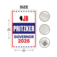JB Pritzker For Illinois Governor 2026 Garden Flag, Double Sided, 2026 Governor Flag, Democrate, Elections Flag, Race Red White & Blue Flag