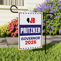 JB Pritzker For Illinois Governor 2026 Garden Flag, Double Sided, 2026 Governor Flag, Democrate, Elections Flag, Race Red White & Blue Flag