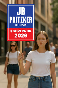 JB Pritzker For Illinois Governor 2026 Election Sign, Political Campaign Sign, Democratic party, Governor Election 2026 Race Poster Sign