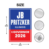 JB Pritzker For Illinois Governor 2026 Garden Flag, Double Sided, 2026 Governor Flag, Democrate, Elections Flag, Race Red White & Blue Flag
