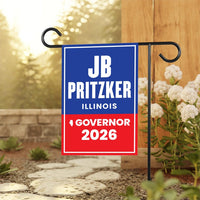 JB Pritzker For Illinois Governor 2026 Garden Flag, Double Sided, 2026 Governor Flag, Democrate, Elections Flag, Race Red White & Blue Flag