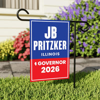 JB Pritzker For Illinois Governor 2026 Garden Flag, Double Sided, 2026 Governor Flag, Democrate, Elections Flag, Race Red White & Blue Flag