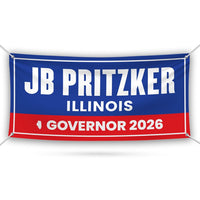 JB Pritzker For Illinois U.S. Governor Banner Sign, 13 oz Waterproof US Governor Election 2026 Vinyl Banner With Metal Grommets