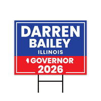 Darren Bailey For Illinois Governor 2026 Yard Sign, Corrugated Plastic Governor Elections Race Red White & Blue Yard Sign with Metal H-Stake