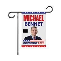 Michael Bennet For Colorado Governor 2026 Garden Flag, Double Sided, 2026 Governor Flag, Elections Flag, Race Red White & Blue Flag