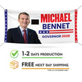 Michael Bennet For Colorado U.S. Governor Banner Sign, 13 oz Waterproof US Governor Election 2026 Vinyl Banner With Metal Grommets