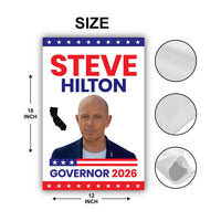 Steve Hilton For California Governor 2026 Garden Flag, Double Sided, 2026 Governor Flag, Elections Flag, Race Red White & Blue Flag