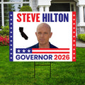 Steve Hilton For California Governor 2026 Yard Sign, Corrugated Plastic Governor Elections Race Red White Blue Yard Sign with Metal H-Stake