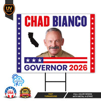 Chad Bianco For California Governor 2026 Yard Sign, Corrugated Plastic Governor Elections Race Red White & Blue Yard Sign with Metal H-Stake