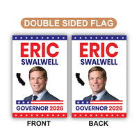 Eric Swalwell For California Governor 2026 Garden Flag, Double Sided, 2026 Governor Flag, Elections Flag, Race Red White & Blue Flag