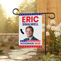 Eric Swalwell For California Governor 2026 Garden Flag, Double Sided, 2026 Governor Flag, Elections Flag, Race Red White & Blue Flag
