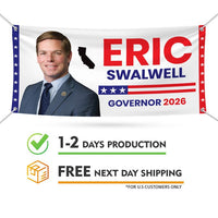 Eric Swalwell For California Governor 2026 Yard Sign, Corrugated Plastic Governor Elections Race Red White Blue Yard Sign with Metal H-Stake