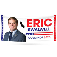 Eric Swalwell For California Governor 2026 Yard Sign, Corrugated Plastic Governor Elections Race Red White Blue Yard Sign with Metal H-Stake