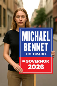 Michael Bennet For Colorado Governor 2026 Election Sign, Political Campaign Sign, Democratic party, Governor Election 2026 Race Poster Sign
