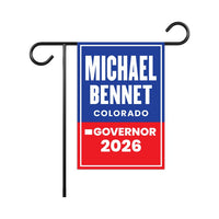 Michael Bennet For Colorado Governor 2026 Garden Flag, Double Sided, 2026 Governor Flag, Elections Flag, Race Red White & Blue Flag