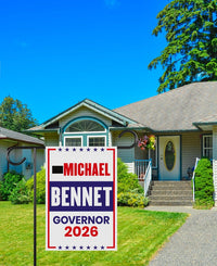 Michael Bennet For Colorado Governor 2026 Garden Flag, Double Sided, 2026 Governor Flag, Elections Flag, Race Red White & Blue Flag