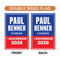 Paul Renner For Florida Governor 2026 Garden Flag, Double Sided, 2026 Governor Flag, Republican, Elections Flag, Race Red White & Blue Flag