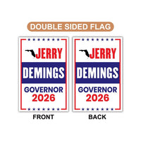 Jerry Demings For Florida Governor 2026 Garden Flag, Double Sided, 2026 Governor Flag, Democrate, Elections Flag, Race Red White & Blue Flag