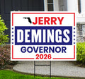 Jerry Demings For Florida Governor 2026 Yard Sign, Corrugated Plastic Governor Elections Race Red White & Blue Yard Sign with Metal H-Stake