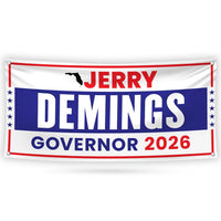 Jerry Demings For Florida U.S. Governor Banner Sign, 13 oz Waterproof US Governor Election 2026 Vinyl Banner With Metal Grommets