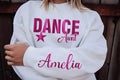 Metallic Foil Dance Mom Sweatshirt, Custom School Colors Shirt, Name on Sleeve Tee, Personalized Dance Mom Shirt, Gift for Mom, Front Sleeve
