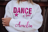 Metallic Foil Dance Mom Sweatshirt, Custom School Colors Shirt, Name on Sleeve Tee, Personalized Dance Mom Shirt, Gift for Mom, Front Sleeve