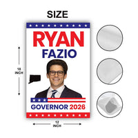 Ryan Fazio For Connecticut Governor 2026 Garden Flag, Double Sided, 2026 Governor Flag, Elections Flag, Race Red White & Blue Flag