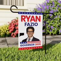 Ryan Fazio For Connecticut Governor 2026 Garden Flag, Double Sided, 2026 Governor Flag, Elections Flag, Race Red White & Blue Flag