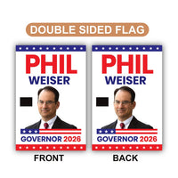Phil Weiser For Colorado Governor 2026 Garden Flag, Double Sided, 2026 Governor Flag, Democrates, Elections Flag, Race Red White & Blue Flag