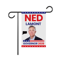 Ned Lamont For Connecticut Governor 2026 Garden Flag, Double Sided, 2026 Governor Flag, Democrate, Elections Flag, Race Red White Blue Flag