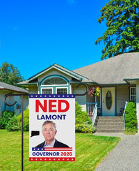 Ned Lamont For Connecticut Governor 2026 Garden Flag, Double Sided, 2026 Governor Flag, Democrate, Elections Flag, Race Red White Blue Flag