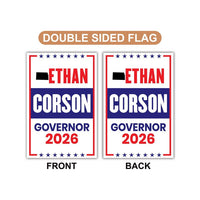 Ethan Corson For Kansas Governor 2026 Garden Flag, Double Sided, 2026 Governor Flag, Democrate, Elections Flag, Race Red White & Blue Flag