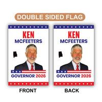 Ken McFeeters For Alabama Governor 2026 Garden Flag, Double Sided, 2026 Governor Flag, Elections Flag, Race Red White & Blue Flag