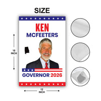 Ken McFeeters For Alabama Governor 2026 Garden Flag, Double Sided, 2026 Governor Flag, Elections Flag, Race Red White & Blue Flag