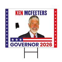 Ken McFeeters For Alabama Governor 2026 Yard Sign, Corrugated Plastic Governor Elections Race Red White & Blue Yard Sign with Metal H-Stake