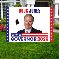 Doug Jones For Alabama Governor 2026 Yard Sign, Corrugated Plastic Governor Elections Race Red White & Blue Yard Sign with Metal H-Stake