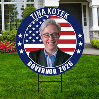 Tina Kotek For Oregon Governor 2026 Yard Sign, Corrugated Plastic Governor Elections Race Red White & Blue Yard Sign with Metal H-Stake