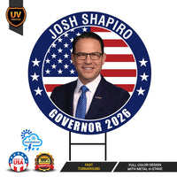 Josh Shapiro For Pennsylvania Governor 2026 Yard Sign, Corrugated Governor Elections Race Red White & Blue Yard Sign with Metal H-Stake