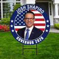 Josh Shapiro For Pennsylvania Governor 2026 Yard Sign, Corrugated Governor Elections Race Red White & Blue Yard Sign with Metal H-Stake