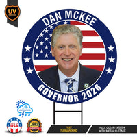 Dan McKee For Rhode Island Governor 2026 Yard Sign, Corrugated Plastic Governor Elections Race Red White & Blue Yard Sign with Metal H-Stake