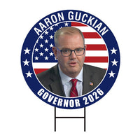 Aaron Guckian For Rhode Island Governor 2026 Yard Sign, Corrugated Governor Elections Race Red White & Blue Yard Sign with Metal H-Stake