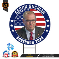 Aaron Guckian For Rhode Island Governor 2026 Yard Sign, Corrugated Governor Elections Race Red White & Blue Yard Sign with Metal H-Stake